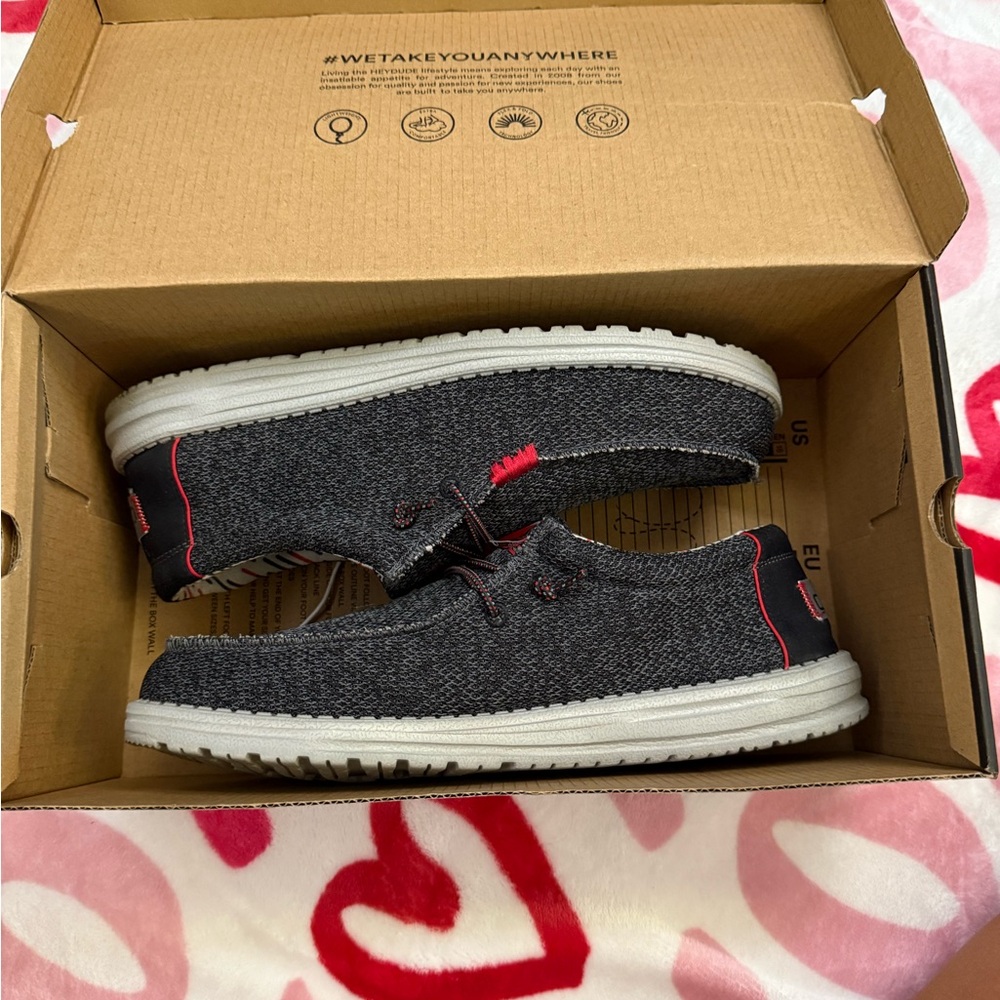 Gray and Red Brand New Hey Dudes